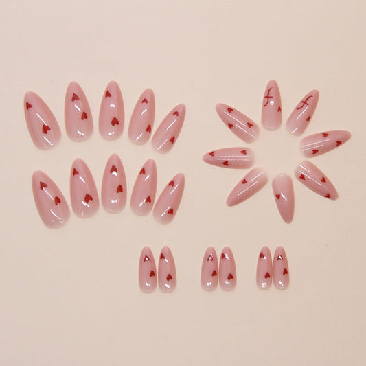 24 Pcs Valentine's Day Medium Almond Press on Nails