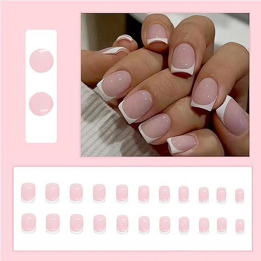 24 PCS Minimalist And Short Flat Nail Art, Water Pipe Fake Nails, Had Nail Tips False Nail