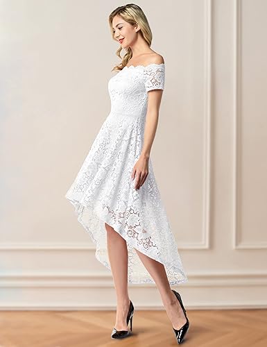 Women Lace Cocktail Dress Off Shoulder Bridesmaid Formal Party Dress