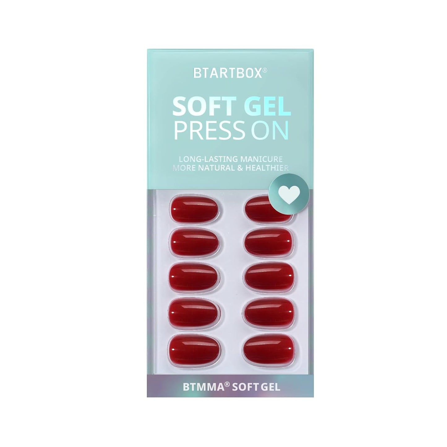 Valentines Red Press on Nails Short Oval Nails Fake Nail with Nail Glue, Fit Perfectly, Reusable Glue On Nails in 16 Sizes, Cardinal