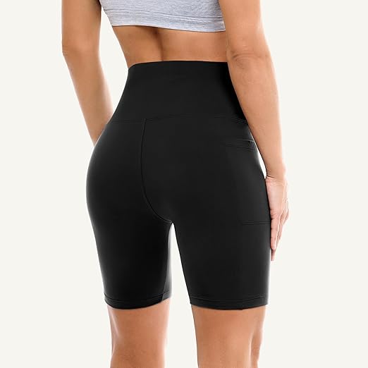 Brown Biker Shorts 2 Pack Women High Waisted Yoga Shorts.