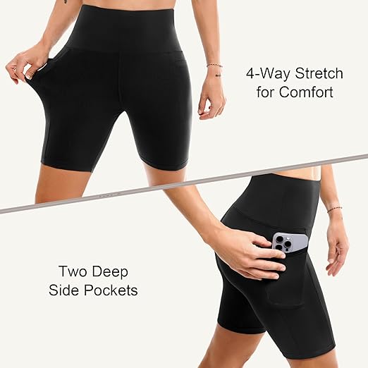 Brown Biker Shorts 2 Pack Women High Waisted Yoga Shorts.