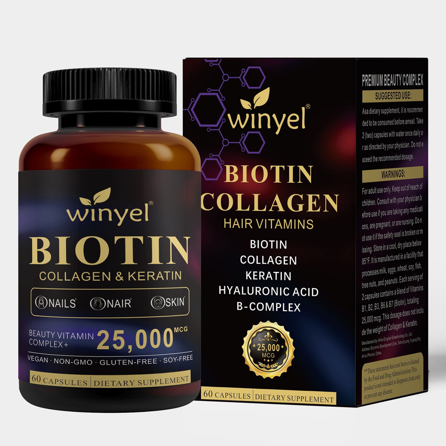 Biotin Collagen Hyaluronic Acid Keratin Hair Growth Vitamins