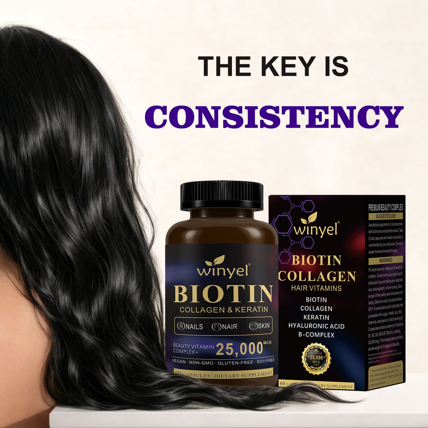 Biotin Collagen Hyaluronic Acid Keratin Hair Growth Vitamins