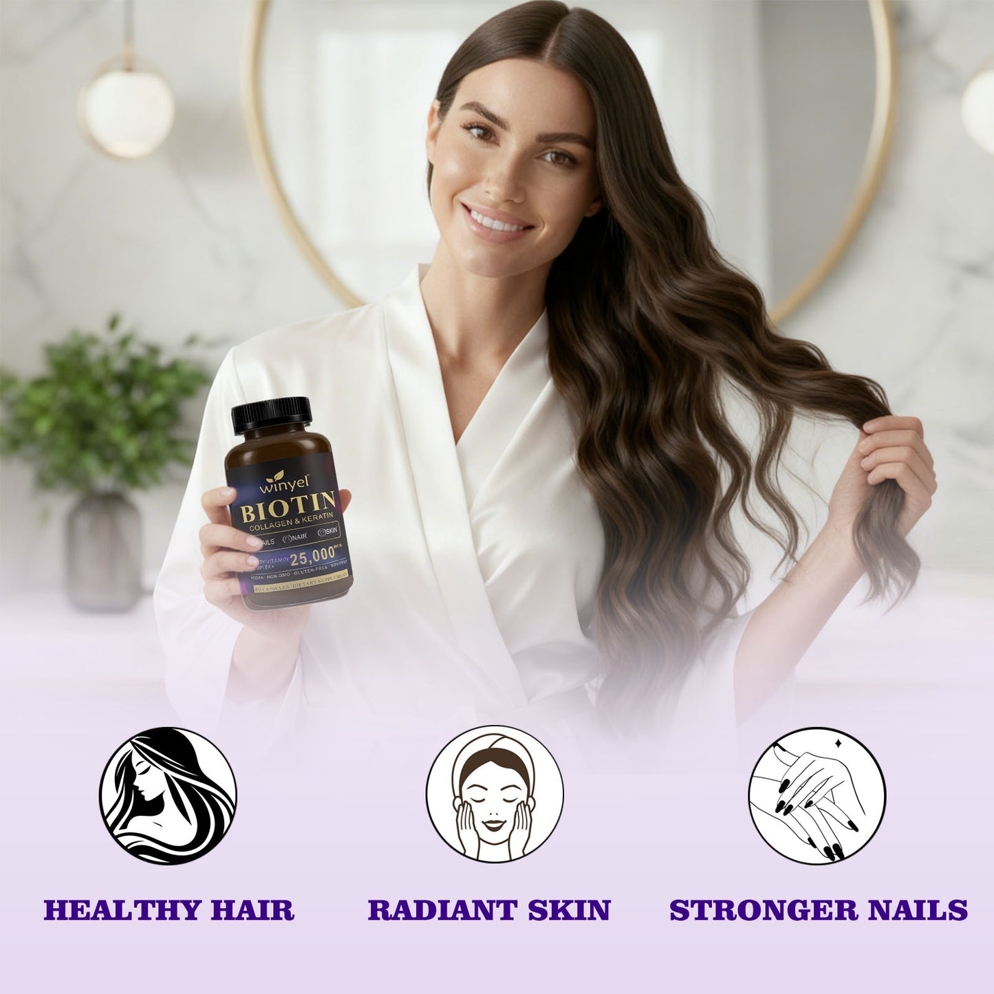 Biotin Collagen Hyaluronic Acid Keratin Hair Growth Vitamins