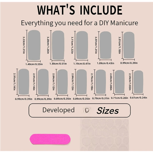 24 PCS Black Silver Star Nail Art, Long Length Long Water Pipe Fake Nails,Square Head Nail Tips False Nail