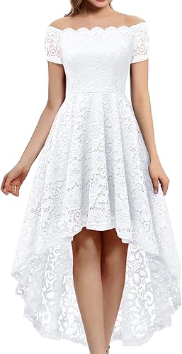 Women Lace Cocktail Dress Off Shoulder Bridesmaid Formal Party Dress