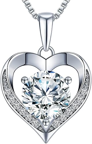 Heart Pendant Necklace Gifts for Wife, Engraved 'I LOVE YOU Anniversary Eternity Jewelry Present for Wife, Birthday Gifts for Women