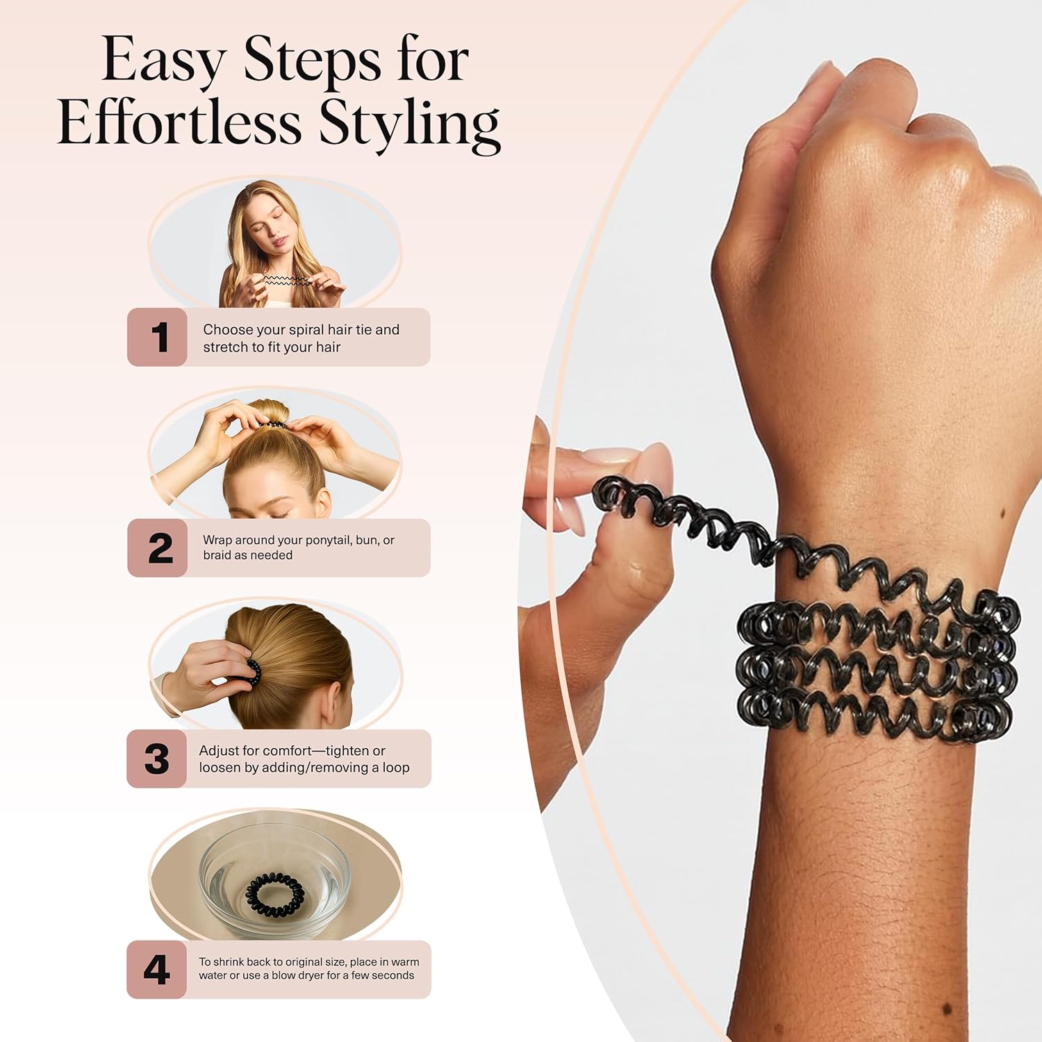 Best Spiral Hair Ties for Women  Ponytail Holders for Thick and Thin Hair.